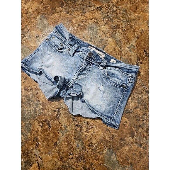 BKE Jean Shorts Womens 29 Blue Stella Distressed Denim Western Rodeo (A200) - Picture 7 of 8